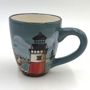SAKURA Lighthouse Beach Scene Mug David Carter Brown By The Sea Coffee Cup